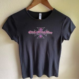 Girls Ride Too Black Cap  Sleeve Girlie Tshirt. 100% Cotton. Size Large